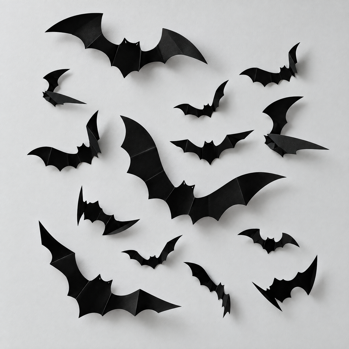 3D bat stickers on a grey wall